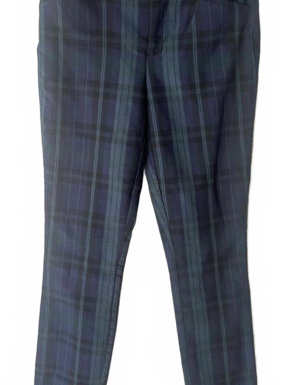 GAP Women's Navy and Green Plaid Straight-Leg Pants